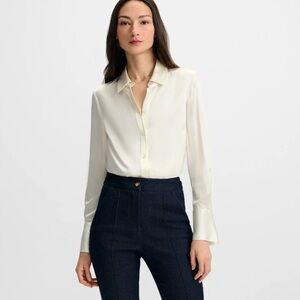 Veronica Beard Monique Silk Button Down Shirt